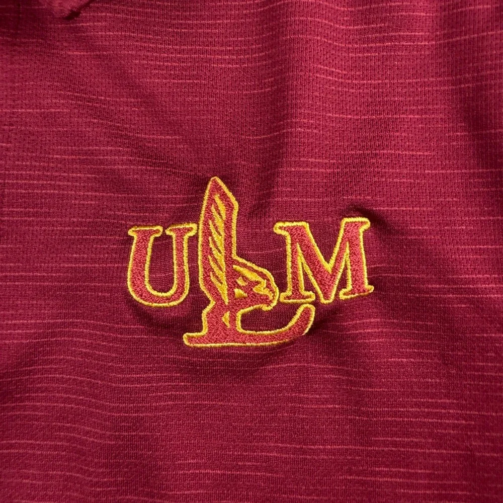 Adidas Polo Shirt Men's Medium Maroon ULM Warhawks Climalite Short Sleeve Logo